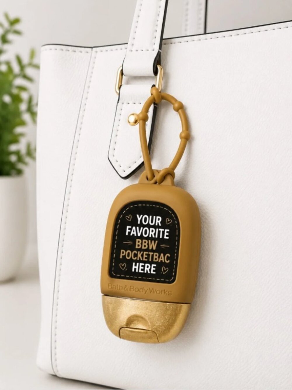 BBW Tan Light Brown PocketBac Hand Sanitizer Holder Bag Charm | NWT